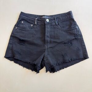 Lanca Perfume Black High Rise Distressed Denim Shorts 6
